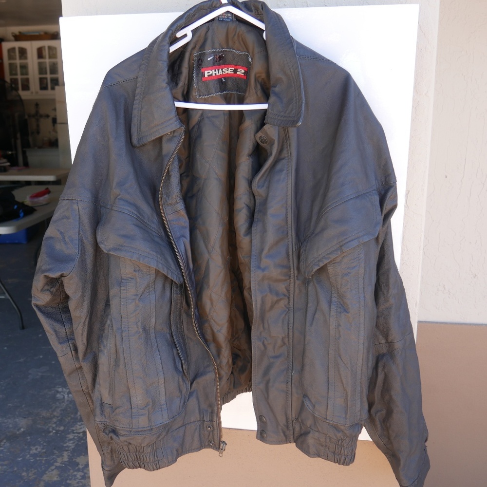 Phase 2 XXL Men's Leather Deep Brown Jacket